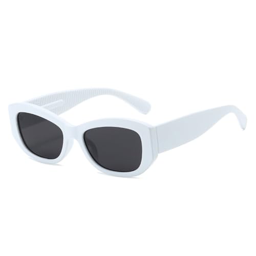 LVTFCO Vintage Cat Eye Sonnenbrille Damen Mode Farbverlauf UV400 Herren Trending Punk Quadratische Sonnenbrille,Weiß Grau,Einheitsgröße von LVTFCO