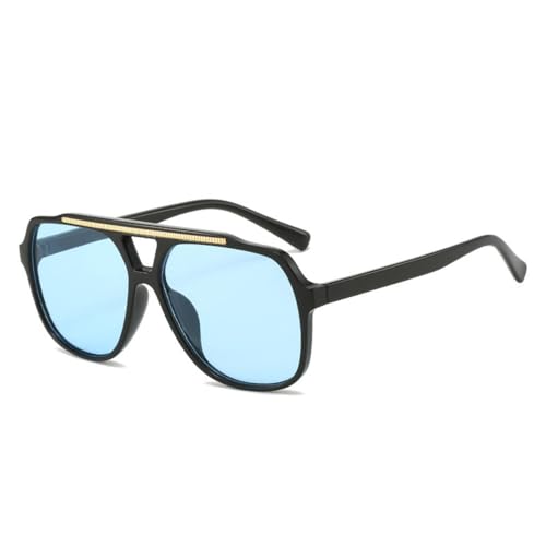 LVTFCO Vintage Double Bridges Square Damen Sonnenbrille Mode Blau Gelb Brillen Schattierungen UV400 Herren Trending Gradient Sonnenbrille, Schwarz Blau, Einheitsgröße von LVTFCO