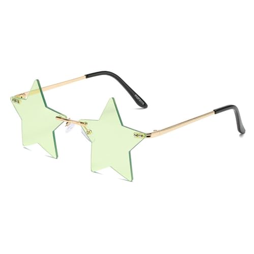 LVTFCO Vintage Einzigartige Sternform Spiegel Randlose Sonnenbrille Damenmode Klare Ozeanlinse Brillen Herren Trendige Sonnenbrillenschirme,Grün,Einheitsgröße von LVTFCO