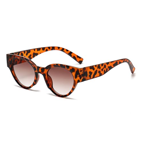 LVTFCO Vintage Klassische Schwarze Ovale Sonnenbrille Frauen Kleine Katzenaugen Mode Leoparden Sonnenbrille Weiblich UV400, Leopard von LVTFCO