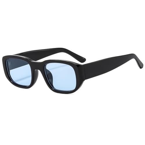 LVTFCO Vintage Klassische Schwarze Quadratische Sonnenbrille Frau Kleines Rechteck Mode Neue Bonbonfarbene Sonnenbrille Weiblich, Schwarz Blau, Einheitsgröße von LVTFCO