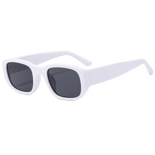 LVTFCO Vintage Klassische Schwarze Quadratische Sonnenbrille Frau Kleines Rechteck Mode Neue Bonbonfarbene Sonnenbrille Weiblich, Weiß, Einheitsgröße von LVTFCO