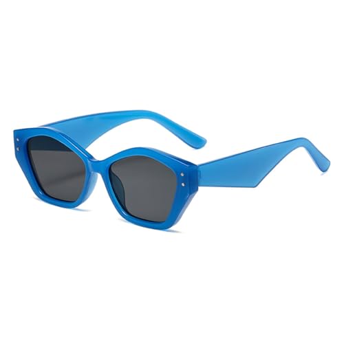 LVTFCO Vintage Polygon Sonnenbrille Damen Marke Retro Nieten Sonnenbrille Damen Marke Designer Mode Eyegalsses Oculos UV400,blau von LVTFCO