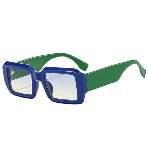 LVTFCO Vintage Quadratische Sonnenbrille für Damen, UV400, modische Kontrastfarbe, Brille für Herren, trendige Punk-Sonnenbrille mit Farbverlauf, Blau Blau Gelb, Einheitsgröße von LVTFCO