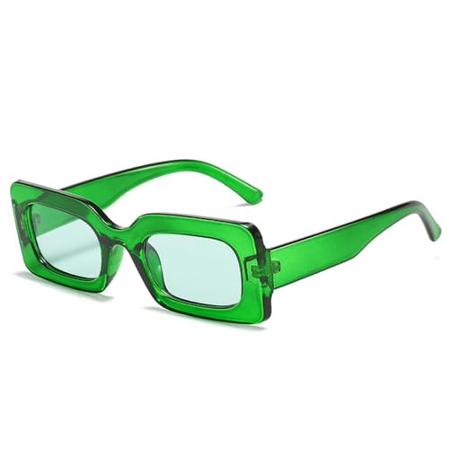 LVTFCO Vintage Rechteck Bunte Sonnenbrille Damen Mode Farbverlauf Brillen Schattierungen UV400 Herren Quadratisch Gelee Blau Lila Sonnenbrille,Grünblau,Einheitsgröße von LVTFCO