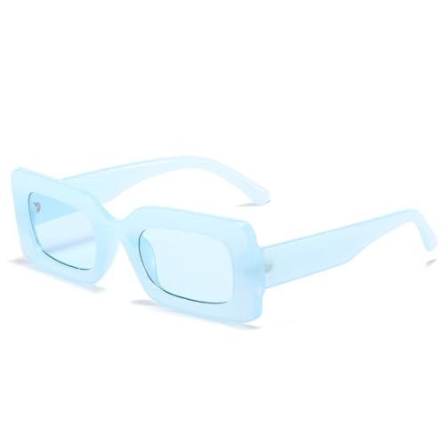 LVTFCO Vintage Rechteck Bunte Sonnenbrille Damen Mode Farbverlauf Brillen Schattierungen UV400 Herren Quadratisch Jelly Blau Lila Sonnenbrille, Jelly Blue Blue, Einheitsgröße von LVTFCO