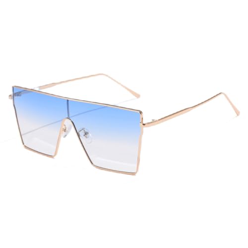 LVTFCO Vintage-Sonnenbrille aus Metall für Damen, Steampunk-Sonnenbrille für Herren, modische Brillen mit großem Rahmen, Farbverlauf-Gläser, Blau, Einheitsgröße von LVTFCO