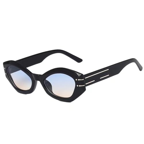 LVTFCO Vintage Sonnenbrille für Damen, klein, Retro, Polygon, Sonnenbrille, Punk-Brille, Herren, UV400, Blau/Pink von LVTFCO