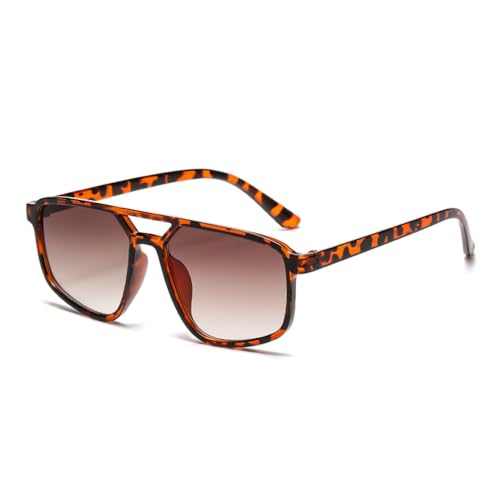 LVTFCO Vintage Sonnenbrille mit kleinem Rahmen, quadratisch, für Damen und Herren, modisch, luxuriös, mit Doppelsteg, modische Sonnenbrille für Damen, Leopard von LVTFCO