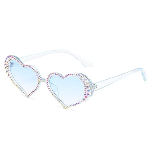 LVTFCO Wasserdiamant-Sonnenbrille, Bonbonfarben, Punk-Stil, großer Rahmen, Brille für Frauen, Luxus-Sonnenbrille, klar blau von LVTFCO