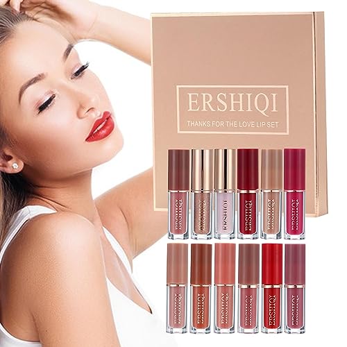 Mattes flüssiges Lippenstift-Set | Leicht duftender Lippenstift Velvet Lip Gloss | Lippenkosmetik für junge Damen zum Einkaufen, zu Hause, bei der Arbeit, beim Dating, auf Reisen, bei Lvtfco von LVTFCO