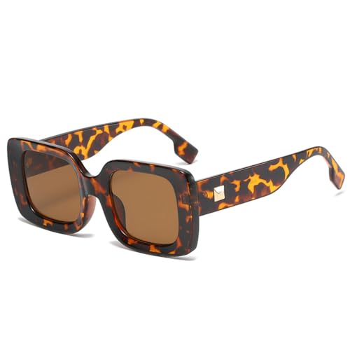 Quadratische Fahrrad-Sonnenbrille für Damen, Luxus, Reise, rechteckige Sonnenbrille, Damenmode, Retro, kleine Brille, UV400, Leopard von LVTFCO