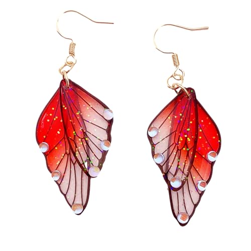 LVTFCO Schmetterlingsflügel-Hakenohrringe, Schmetterling Hakenflügel Ohrringe, Lange Schmetterlings-Element-Ohrringe, Damen-Accessoires für Mädchen von LVTFCO