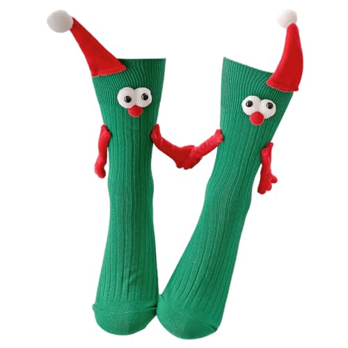 Socken mit magnetischen Händen - Paarsocken halten sich an den Händen,Weihnachts-Mid-Tube-Socken Neuheit 3D-Puppenpaar-Socken Socken, die Hände halten Lvtfco von LVTFCO