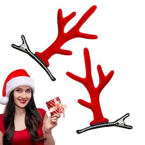 Weihnachts-Haarspange,Weihnachtsgeweih-Haarspange - Geweih-Clip-Nadeln für Mädchen-Haare,Weihnachten Mädchen Haarspangen Hirschhorn Haarspangen für Familie Freunde Geburtstagsgeschenk Lvtfco von LVTFCO