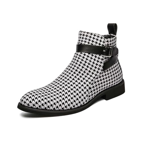 Herren Ankle Boots Mit Schnallenriemen - Spitzenzehen Stiefel Mit Seitlichem Reißverschluss Für Freizeit- Und Formelle Anlässe, wasserdichte Chelsea Boots,A,39 EU von LVTFIYQX