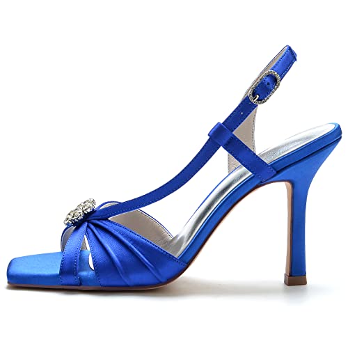 LVTFIYQX Damen Stiletto Heels Offene Zehen Sandalen mit Absatz Riemenschuhe Damen Komfort Unterstützung Atmungsaktive Braut,Royal blue,36EU von LVTFIYQX