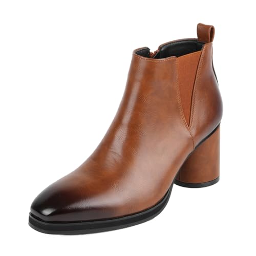 LVTFIYQX Herren kastanienbraune Leder Chelsea-Stiefel Spitze Absatz-Ankle Boots Klassische wasserdichte und atmungsaktive Reiterstiefel Größe 9 UK,Braun,44 EU von LVTFIYQX