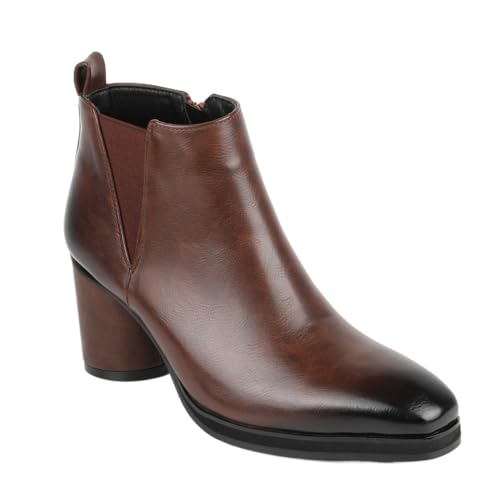 LVTFIYQX Herren kastanienbraune Leder Chelsea-Stiefel Spitze Absatz-Ankle Boots Klassische wasserdichte und atmungsaktive Reiterstiefel Größe 9 UK,Maroon,40 EU von LVTFIYQX