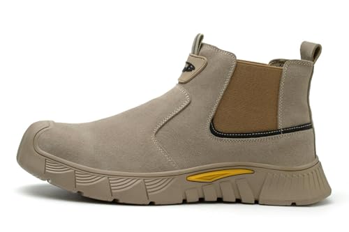 LVTFIYQX Sicherheitsschuhe Männer Frauen Schweißen Stahl Zehenkappe Arbeitsstiefel Wildleder Slip On rutschfeste Low Top Composite Toe Cap Trainer,A,45 EU von LVTFIYQX