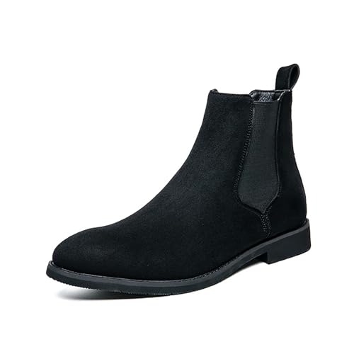 Männer Wildleder Chelsea Boots, Klassische Slip-On Stiefeletten mit elastischen Seiten, Modische Dress Boots für legere und formelle Anlässe,Schwarz,48 EU von LVTFIYQX
