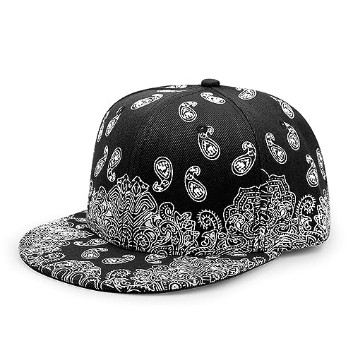 Baseballkappe Hut mit flacher Krempe, Hip-Hop-Baseballkappe, flache Kappe, lässige Kappe für Frauen und Männer(Black) von LVUNZJCA