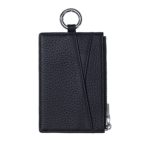 Damen Geldbörse Litschi-Muster-Reißverschluss-Geldbörsen-Führerscheintasche Ultradünne Multifunktions-Münztasche Mini Geldbörse(Black) von LVUNZJCA