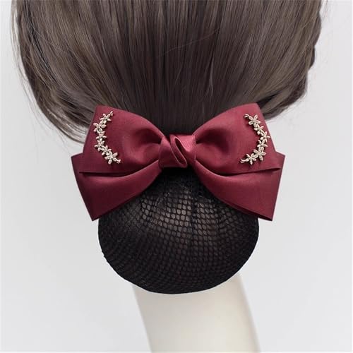 Damen Haarnetz mit Schleife Damen-Haarspange mit Schleife auf der Rückseite des Kopfschmucks für Duttnetz(Colour 3,Style 2) von LVUNZJCA