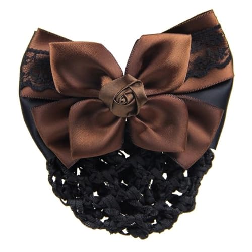 Damen Haarnetz mit Schleife Schleife Clip Kopf Blume Platte Haarnetz Zubehör für Duttnetz(Colour 2) von LVUNZJCA