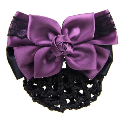 Damen Haarnetz mit Schleife Schleife Clip Kopf Blume Platte Haarnetz Zubehör für Duttnetz(Colour 3) von LVUNZJCA
