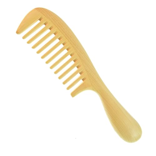 Kamm Holz Massagekamm aus Buchsbaumholz mit dickem Griff, Kamm for den täglichen Gebrauch zu Hause für Haare(2) von LVUNZJCA