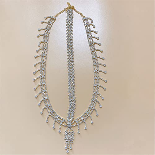 Kopfkette Brautschmuck Kristallkopfkette Haarschmuck Strass Stirnkette Braut für das Tägliche Haar(Gold) von LVUNZJCA