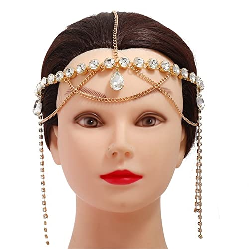 Kopfkette Kristall Strass Stirnband Vintage Quaste Haarkette Frauen für das Tägliche Haar von LVUNZJCA