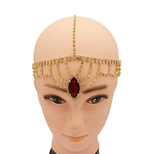 Kopfkette Strass Braut Wassertropfen Stirn Kopf Kette Stirnbänder Haarschmuck für das Tägliche Haar(Gold) von LVUNZJCA