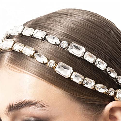 Kopfkette Strass Double Layer Square Flexible Stirnband Haarkette Schmuck for Frauen für das Tägliche Haar(Weiß) von LVUNZJCA