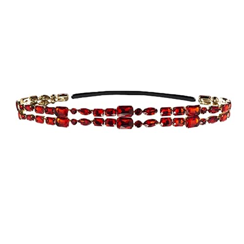 Kopfkette Strass Double Layer Square Flexible Stirnband Haarkette Schmuck for Frauen für das Tägliche Haar(rot) von LVUNZJCA