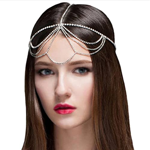 Kopfkette Strass Multi-Layer Quaste Stirn Kopf Kette Hochzeit Kopfschmuck für das Tägliche Haar von LVUNZJCA