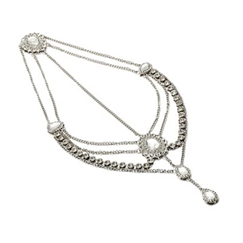 Kopfkette Strass Quaste Stirn Kopf Kette Kopfschmuck Haarkette Stirnband Schmuck für das Tägliche Haar(Silver) von LVUNZJCA