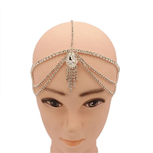 Kopfkette Strass Stirn Kette Quaste Stirnband Tiara Hochzeit Schmuck Kristall Braut für das Tägliche Haar von LVUNZJCA