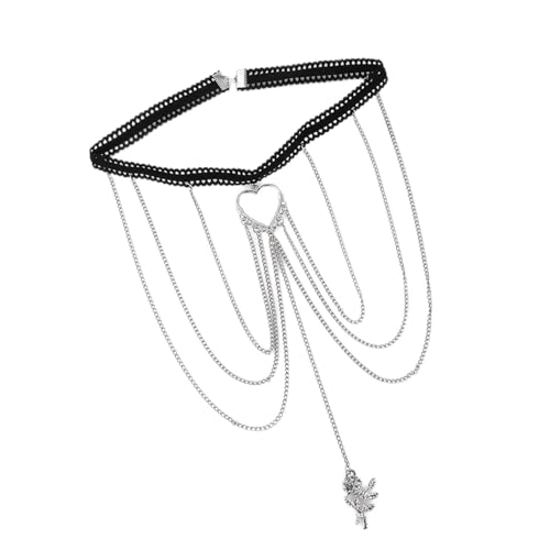 LVUNZJCA Beinkette Beinkette, Spitze, Stretch-Seil, Anhänger, mehrlagig, Beinkette, weiblich für Frauen und Mädchen(Silver_35cm) von LVUNZJCA