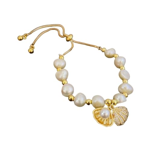 LVUNZJCA Damen Armband Damen Perlen Muschel Temperament Armband für Geburtstag Hochzeit, Free Size von LVUNZJCA