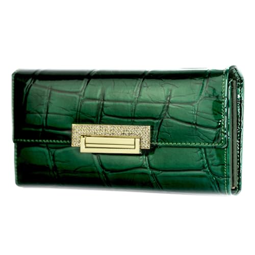 LVUNZJCA Damen Geldbörse Damen-Geldbörse aus Lackleder mit Steinmuster, Karten- und Multi-Karten-Clutch von LVUNZJCA