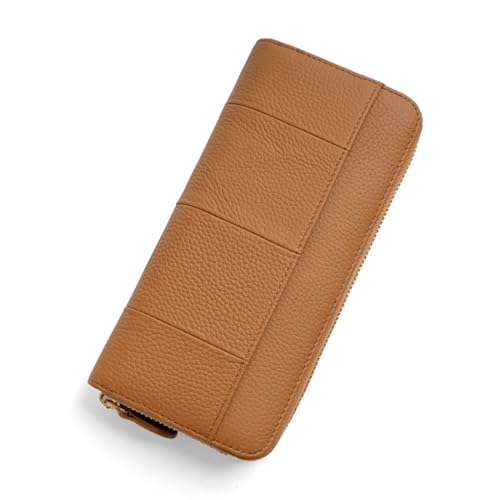 LVUNZJCA Damen Geldbörse Ledergeldbörse RFID Langer Reißverschluss Damen Geldscheinklammer Orgelkartenwechsel(Caramel) von LVUNZJCA