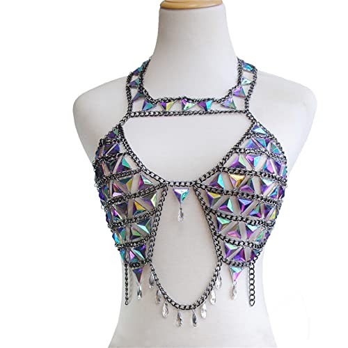 LVUNZJCA Damen Körperkette Beach Blue Crystal BH Körperkette Handgemachte Körperkette für Sommerstrand LVUNZJCA Damen Körperkette Beach Blue Crystal BH Körperkette Handgemachte Körperkette für Sommerstrand von LVUNZJCA