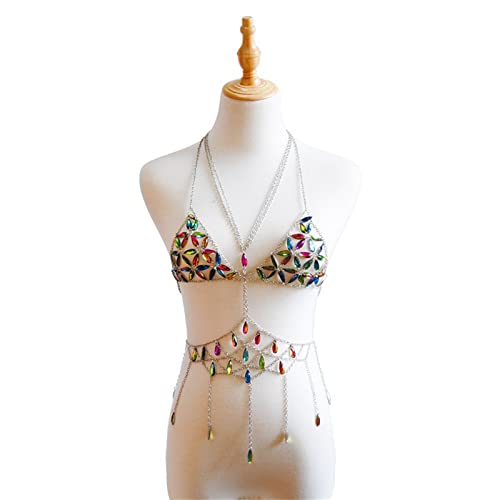 LVUNZJCA Damen Körperkette Bikini-Körperkette mit Kristall-BH-Kette im Beach-Resort-Stil für Sommerstrand von LVUNZJCA