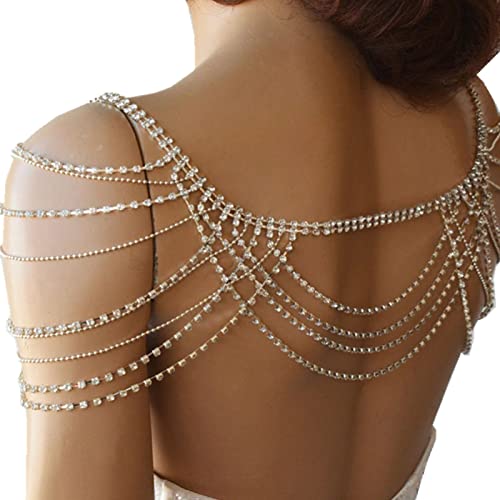 LVUNZJCA Damen Körperkette Braut Strass Schulter Kette Party Hochzeit Quaste Halskette für Sommerstrand von LVUNZJCA