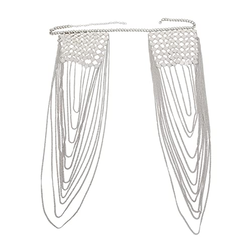 LVUNZJCA Damen Körperkette Persönlichkeit Metall Quaste Doppel Schulter Körper Kette für Sommerstrand(Silver_Free) von LVUNZJCA