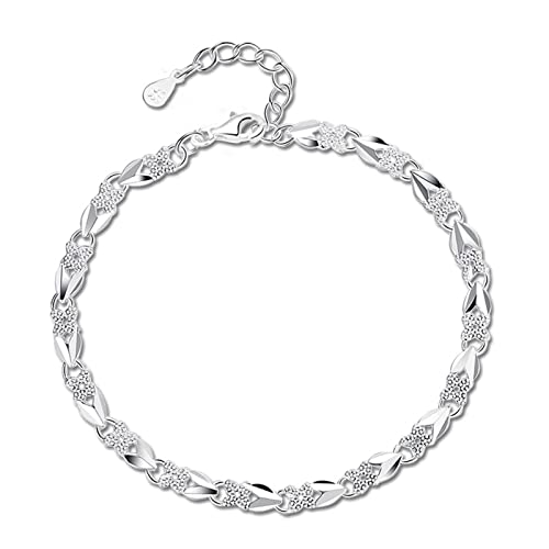 LVUNZJCA Damenarmband Damen Silber Armband Damen Fuß Silber Armband Student Kleeblatt Schmuck für Geburtstag, Hochzeit von LVUNZJCA