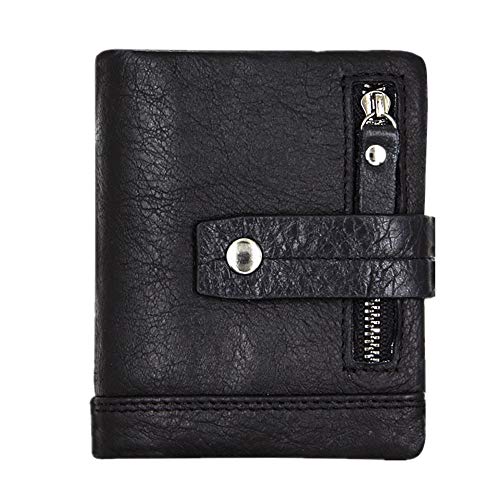 LVUNZJCA Herren Geldbörse Weich Leder Geldbörse Vintage Geldbörse Kreditkartenetui Kartenhalter, schwarz, 9.5x2.5x11.5cm von LVUNZJCA