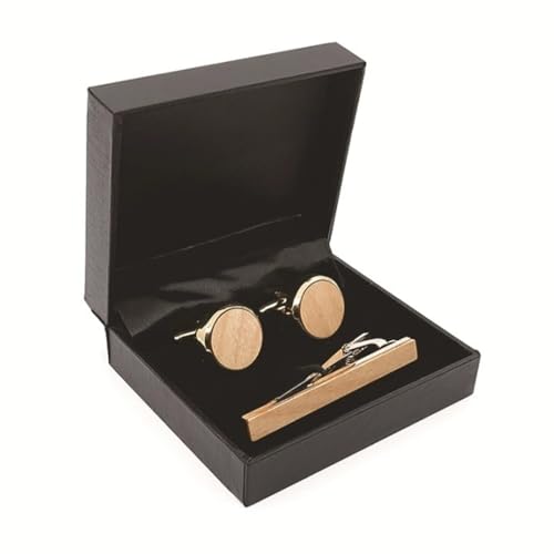 LVUNZJCA Herren Manschettenknöpfe Set Manschettenknöpfe-Set mit Krawattenklammern aus Holz LVUNZJCA Herren Manschettenknöpfe Set Manschettenknöpfe-Set mit Krawattenklammern aus Holz von LVUNZJCA